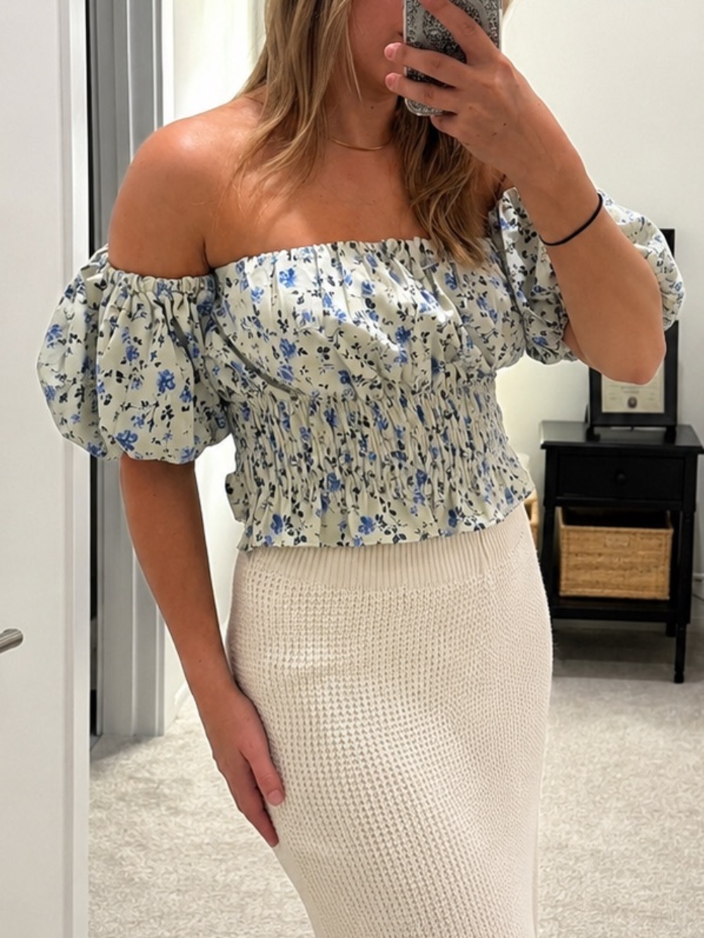 Abercrombie & Fitch • Smocked Off-Shoulder Floral Crop Top NWT